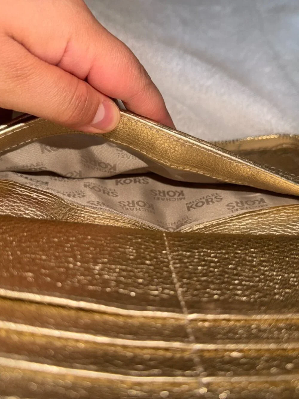 Michael Kors Jet Set Metallic Gold Leather Wristlet Continental Wallet